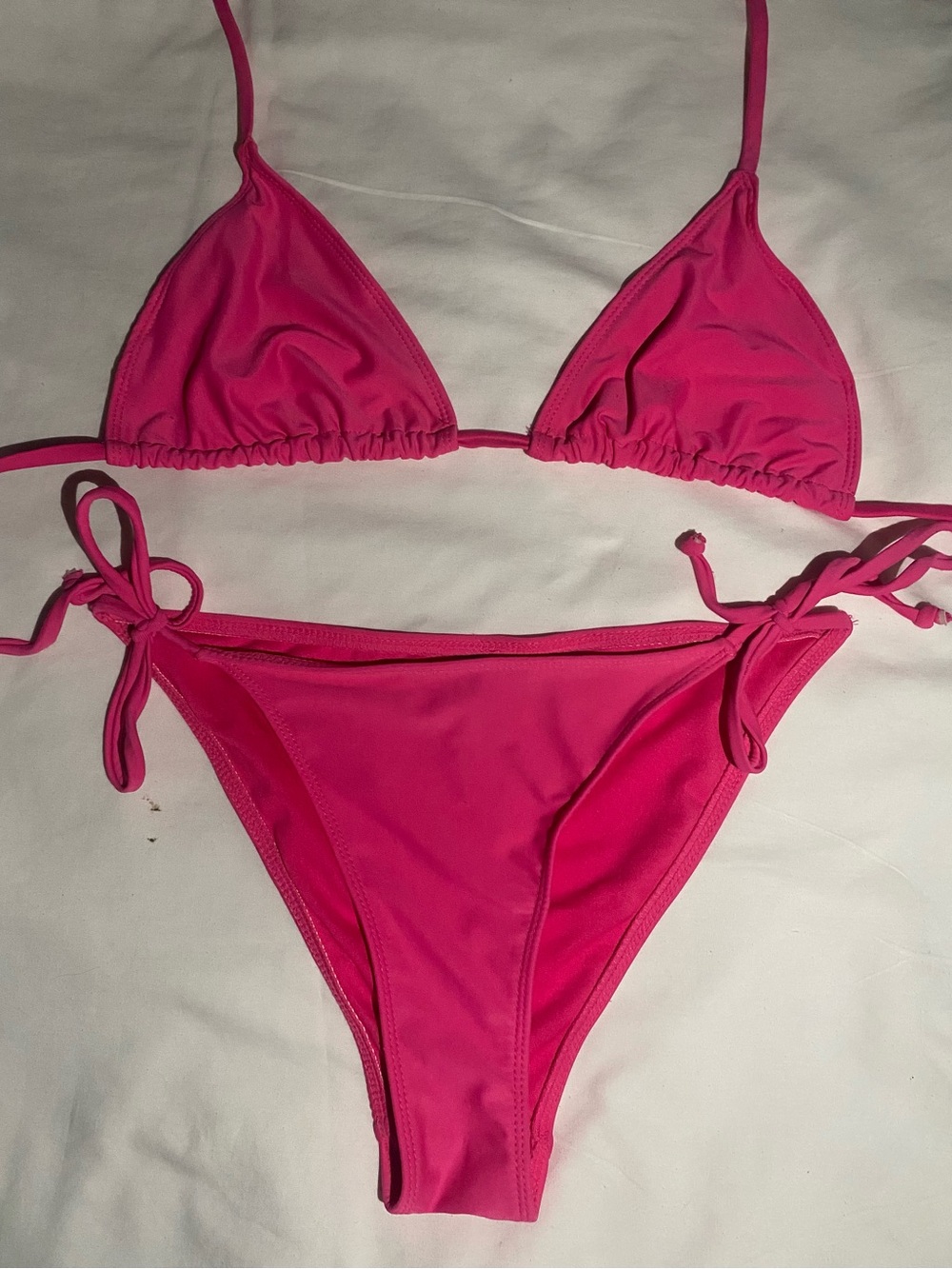 Charlotte Russe Neon Pink Triangle Tie-Side Bikini